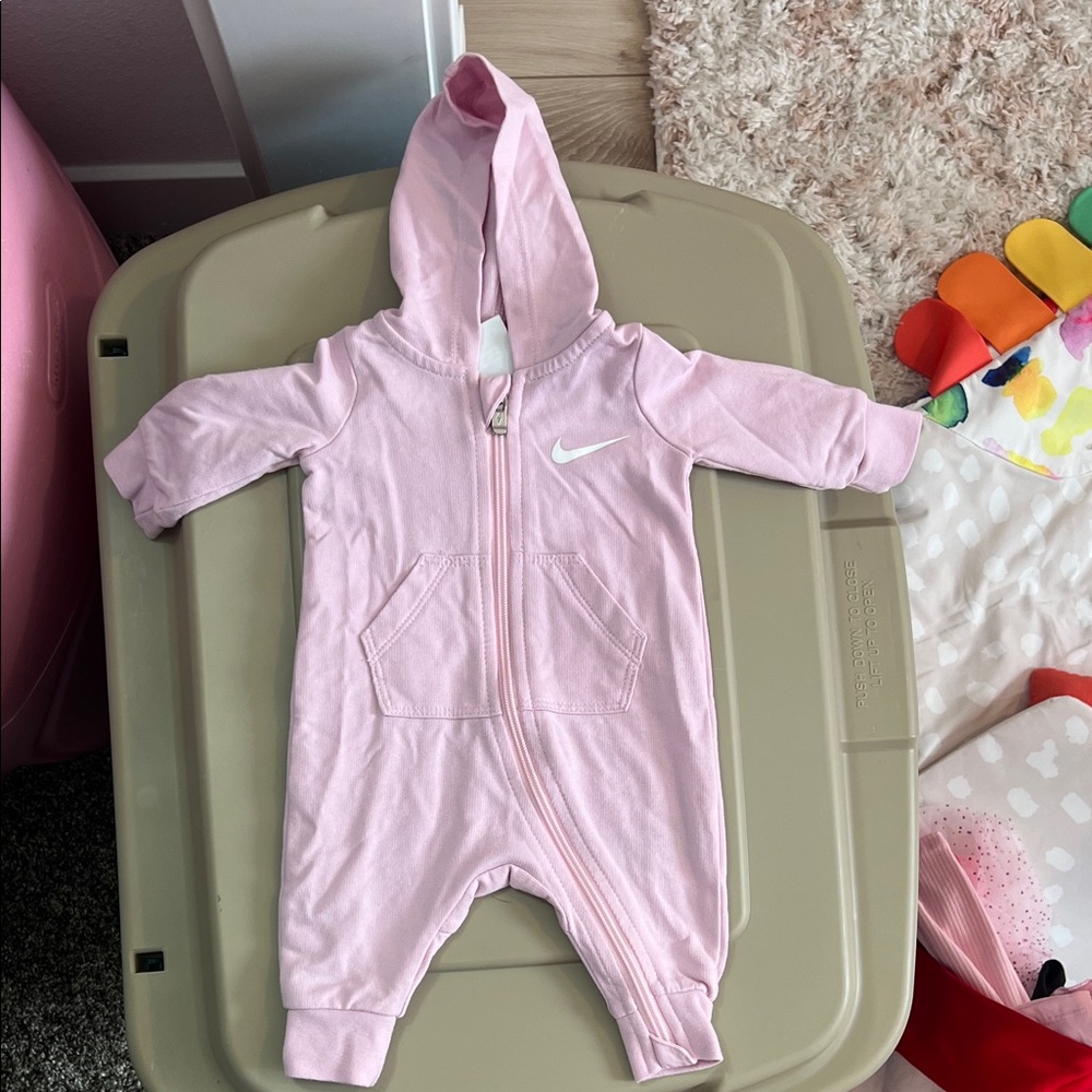 Nike Light Pink Hooded Infant Onesie